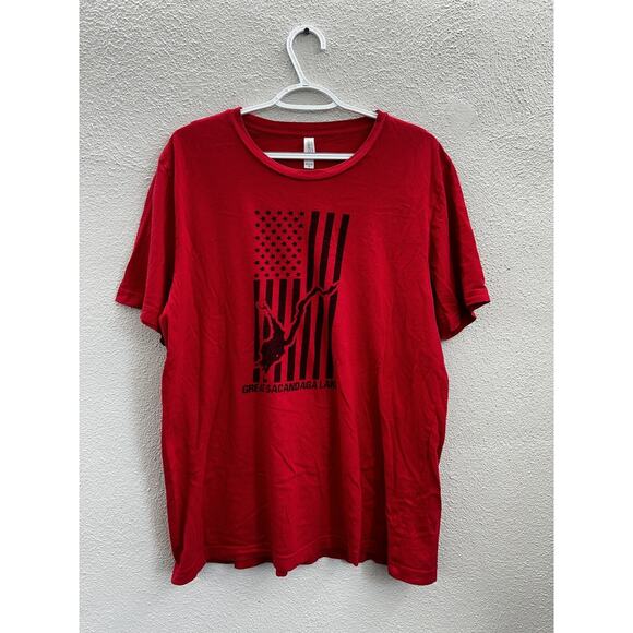 Canvas Brand T-Shirt Size XL Great Sacandaga Lake Short Sleeve Red Graphic Shirt - Picture 1 of 10